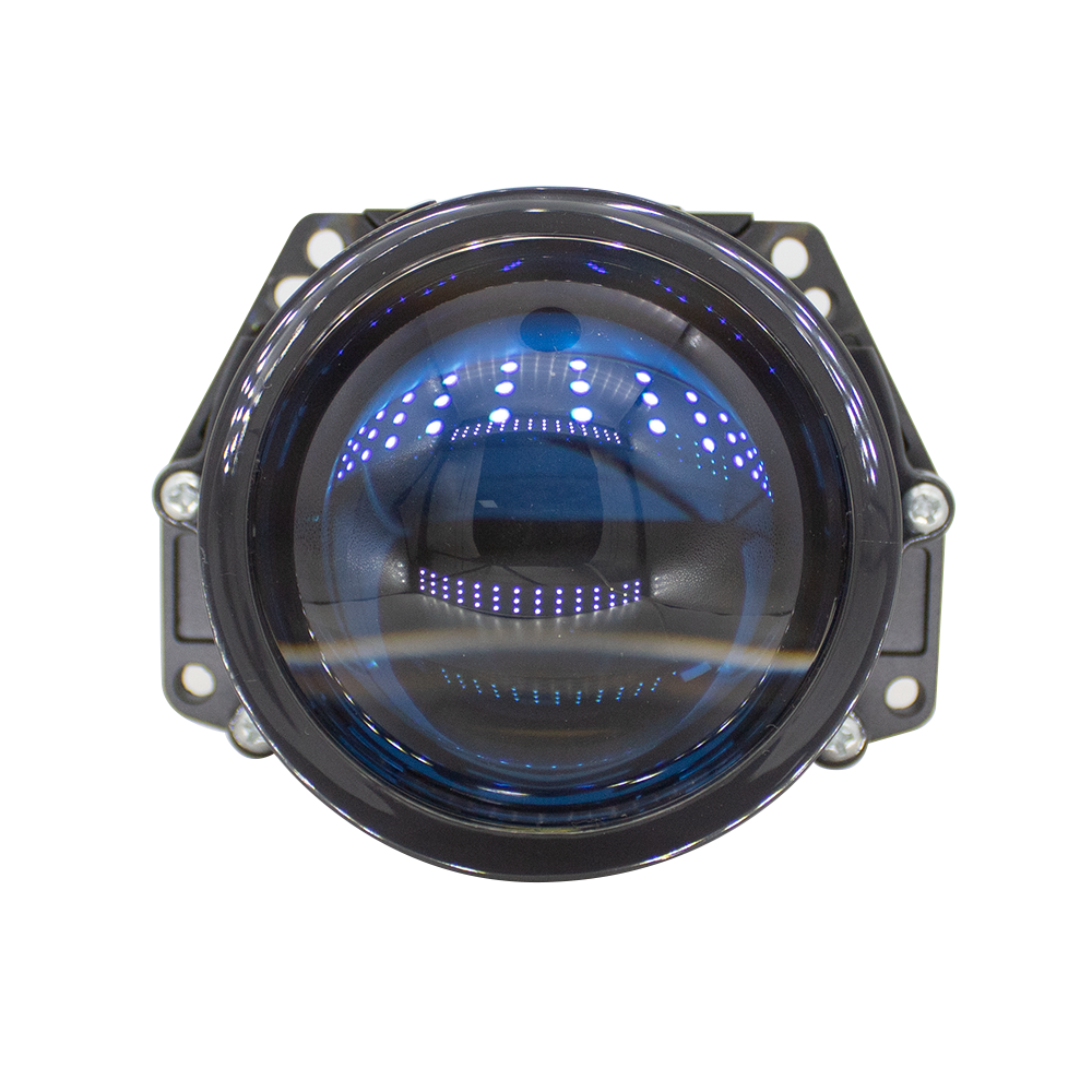 2 pieces 3-inch Grey Warrior double cup BI-light LED lens low and high beam Car Headlight Retrofit 65W 12000LM 6000K-Focus Beam with Sharp Cut off Line No Blind Oncoming Car, Upgrade LED Bi-light Projector Lens