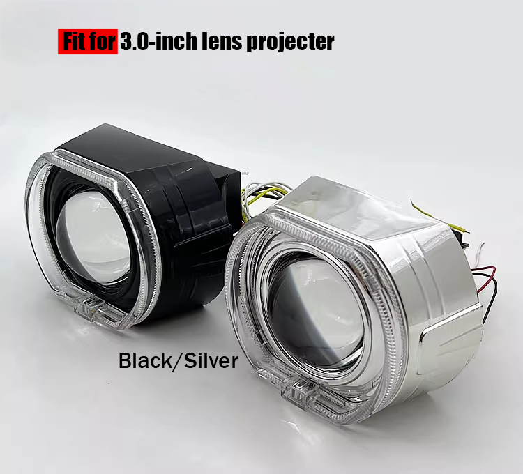 2pcs 2.5" 3.0" light shade cover with DRL turn singal light Fit for Bi-LED xenon Projector Lens Headlight Hella 3R G5 Q5 Retrofit