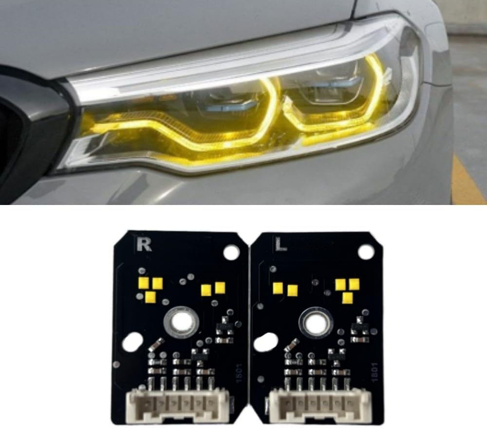 LED Daytime Running Light Module Set For BMW F90 M5 G30 G38 530i 540i M550iX 2018-2020 LED Boards Daytime Running Light Chips Left & Right Yellow DRL Angel Eyes LED Boards 63117214939 63117214940