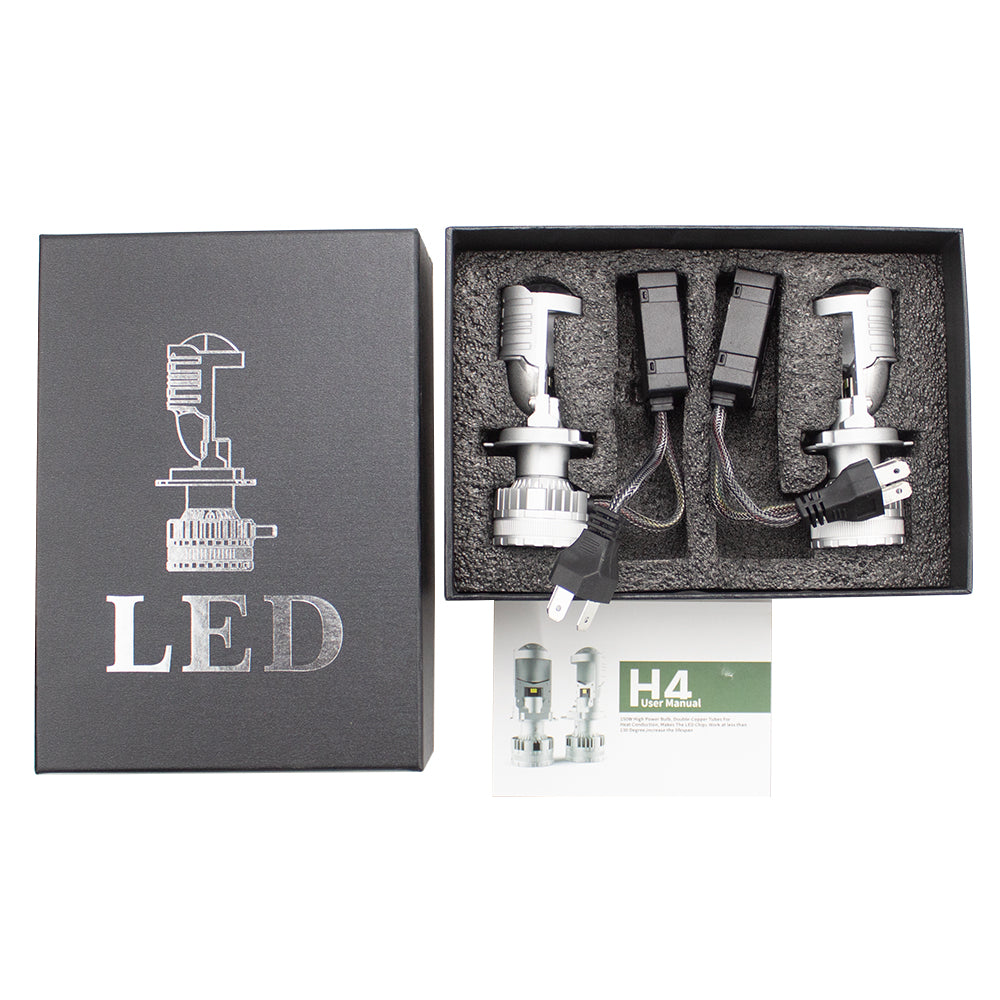 2Pcs H4/9003/HB2 LED Headlight Bulbs with Mini Projector Lens Canbus Hi/Lo Beam Solve Astigmatism Problem 16000 lumens LED Headlight Kit for Headlight Retrofits or Fog Lamp Upgrade P80