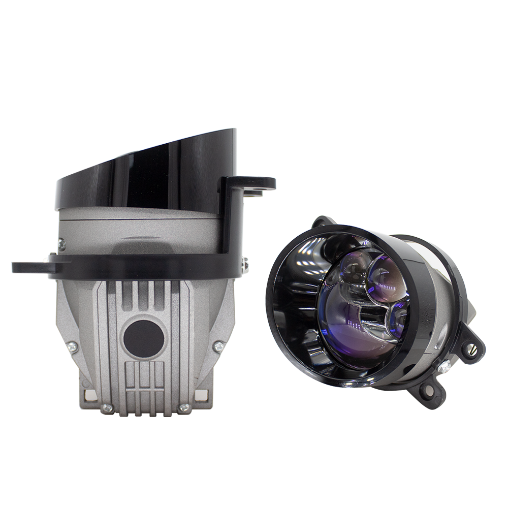 3-inch flat LED fog lamp BI-light lens with fan kit fog light Retrofit 55W 5000LM 6000K-Focus Beam with Sharp Cut off Line No Blind Oncoming Car, Upgrade LED Bi-light Projector Lens