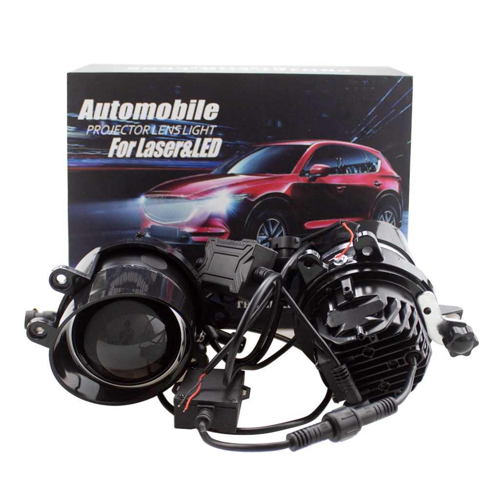 3-inch LED fog lamp BI-light lens with fan fog light Retrofit 80W 7200LM 6000K-Focus Beam with Sharp Cut off Line No Blind Oncoming Car, Upgrade LED Bi-light Projector Lens