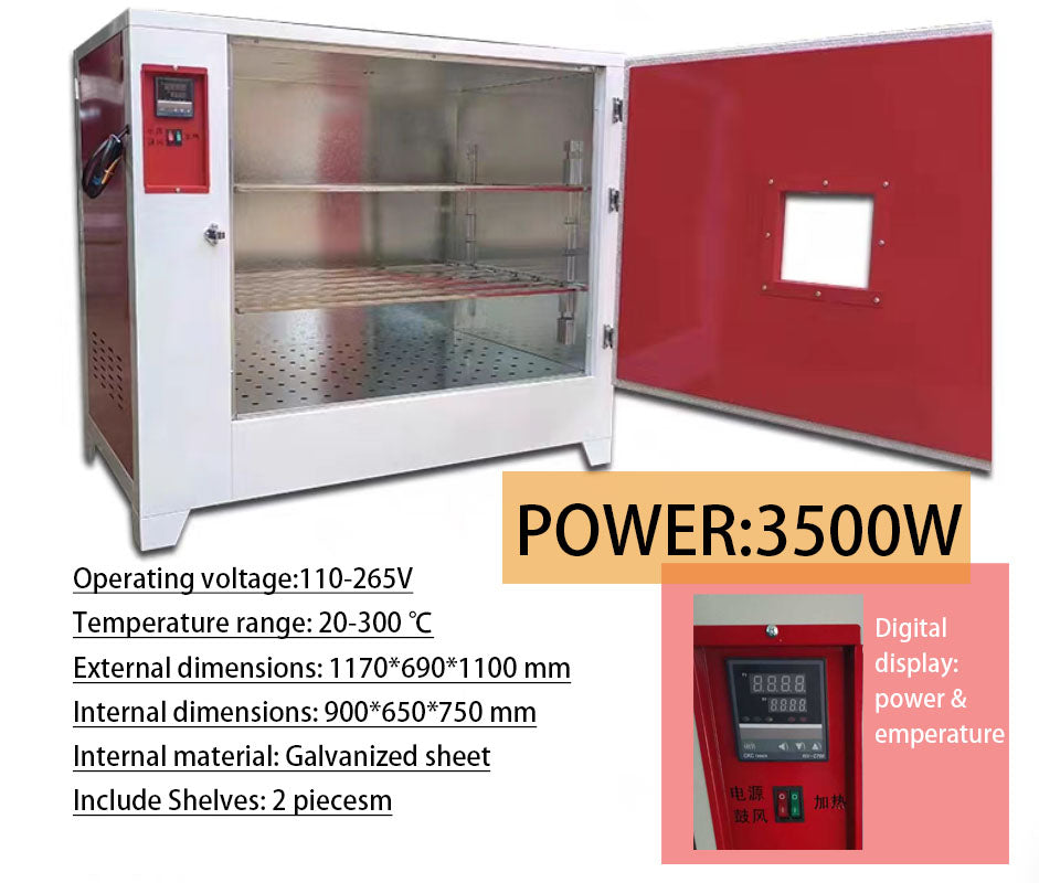 Digital Forced Air Convection Drying Oven 1170*690*1100mm Chamber, 300 Celsius Temperature Control, Adjustable Fan, Kiln, RT-300, Large Capacity Heating Oven for Industrial and open the car headlight
