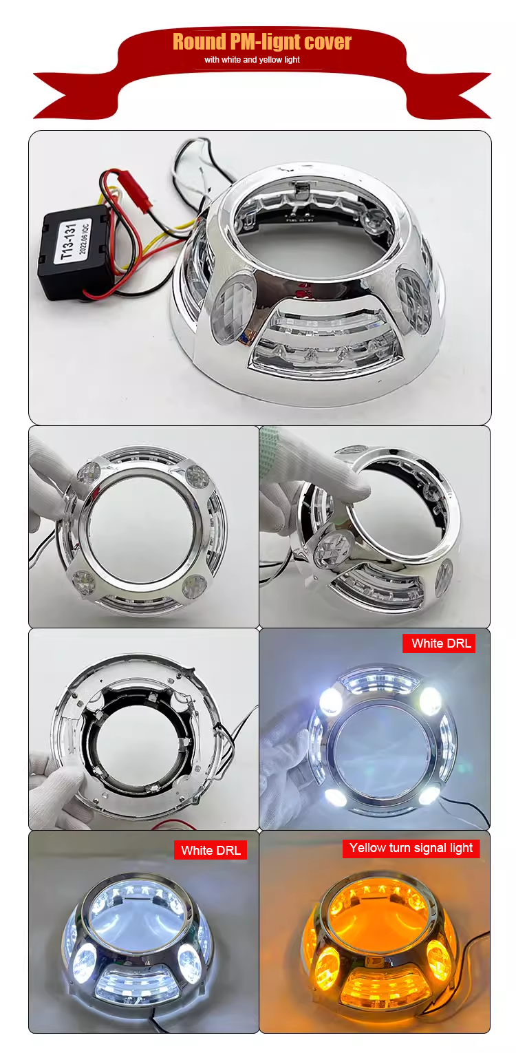 2X Headlight LED Angel Eye light shade Palamera-style crystal cover For 2.5" 3.0" Bi xenon Projector Len Hella3 5 Q5 Covers Bezels