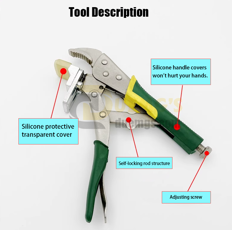 Professional car headlight sealing self-locking stainless steel pliers with silicone protective cover handle fixing plier