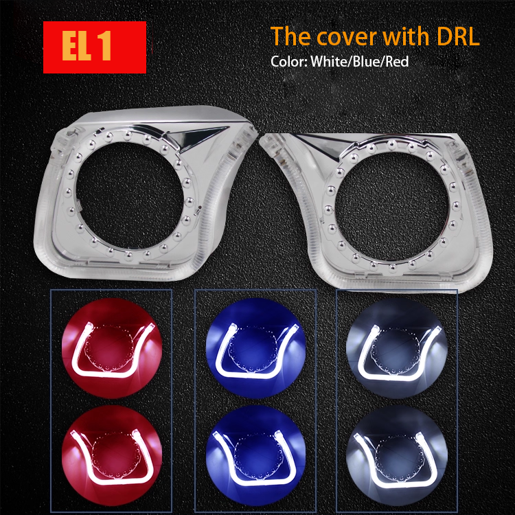 2pcs 2.5" 3.0" light shade cover with DRL turn singal light  Fit for Bi-LED xenon Projector Lens Headlight Hella 3R G5 Q5 Retrofit