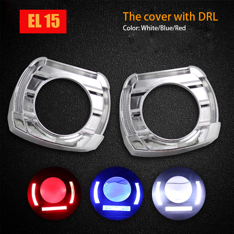 2pcs 2.5" 3.0" light shade cover with DRL turn singal light  Fit for Bi-LED xenon Projector Lens Headlight Hella 3R G5 Q5 Retrofit
