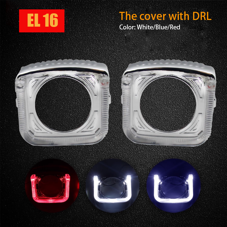 2pcs 2.5" 3.0" light shade cover with DRL turn singal light  Fit for Bi-LED xenon Projector Lens Headlight Hella 3R G5 Q5 Retrofit