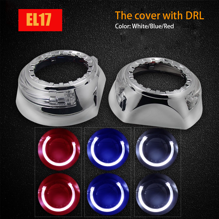 2pcs 2.5" 3.0" light shade cover with DRL turn singal light  Fit for Bi-LED xenon Projector Lens Headlight Hella 3R G5 Q5 Retrofit