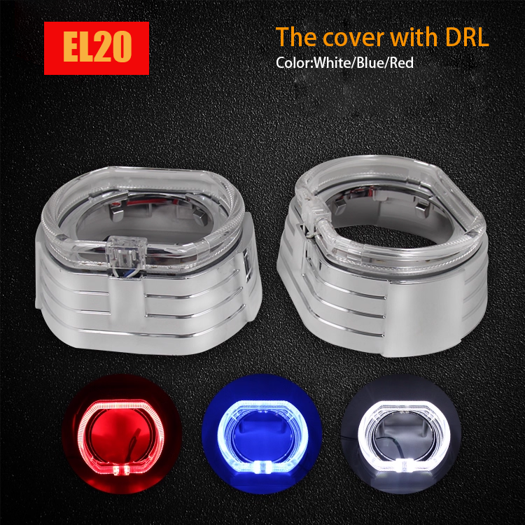 2pcs 2.5" 3.0" light shade cover with DRL turn singal light  Fit for Bi-LED xenon Projector Lens Headlight Hella 3R G5 Q5 Retrofit