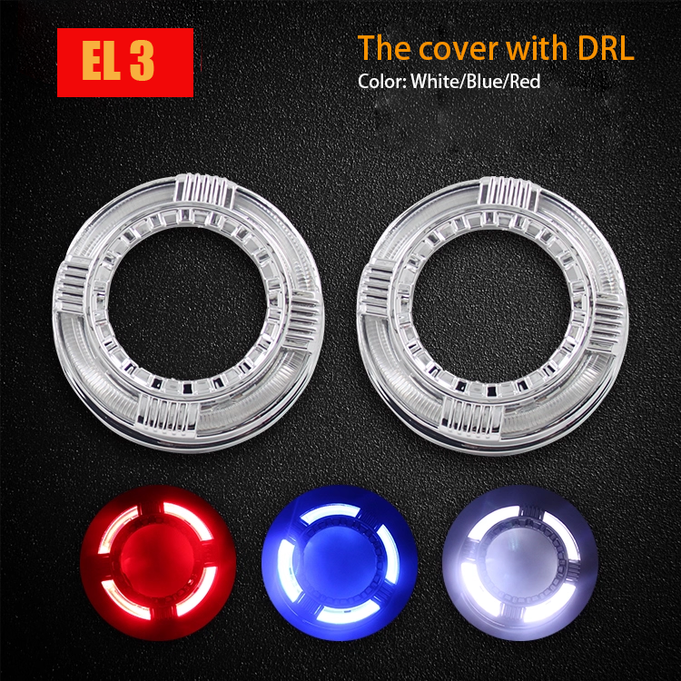 2pcs 2.5" 3.0" light shade cover with DRL turn singal light  Fit for Bi-LED xenon Projector Lens Headlight Hella 3R G5 Q5 Retrofit