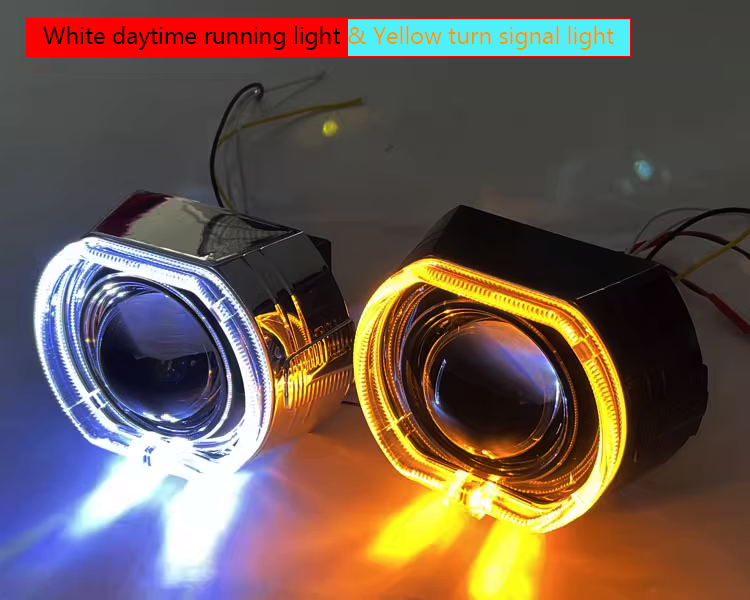 2pcs 2.5" 3.0" light shade cover with DRL turn singal light  Fit for Bi-LED xenon Projector Lens Headlight Hella 3R G5 Q5 Retrofit