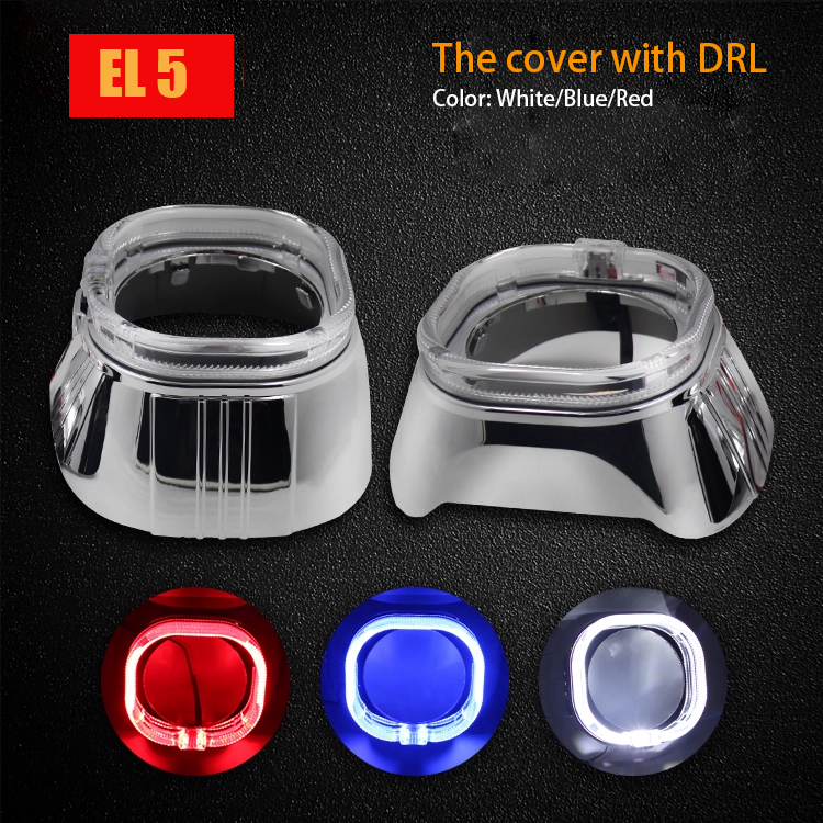2pcs 2.5" 3.0" light shade cover with DRL turn singal light  Fit for Bi-LED xenon Projector Lens Headlight Hella 3R G5 Q5 Retrofit