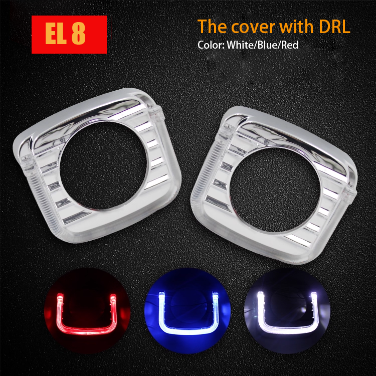 2pcs 2.5" 3.0" light shade cover with DRL turn singal light  Fit for Bi-LED xenon Projector Lens Headlight Hella 3R G5 Q5 Retrofit